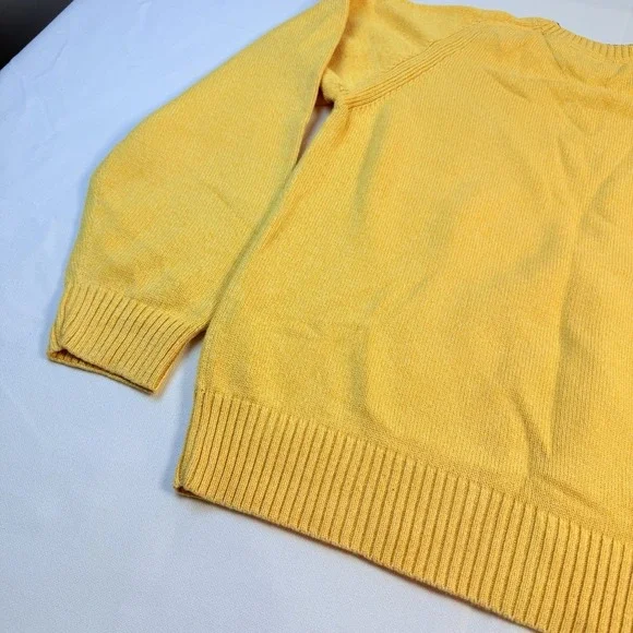 Tommy Hilfiger Sweater Men's M Yellow Essential Mini Flag Logo Vintage Round - Picture 4 of 16